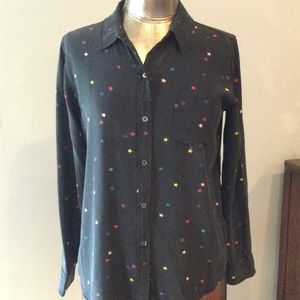 Rails Kate Rainbow Stars Black Silk Blouse